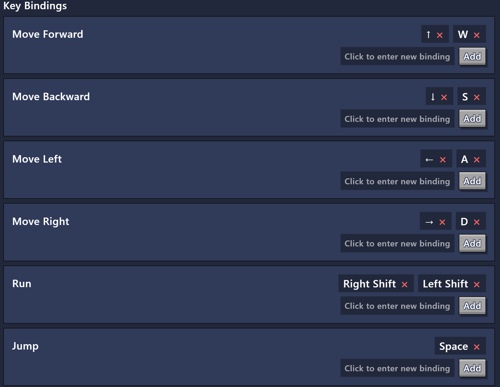 Character Movement and Keybindings Character Movement and Keybindings